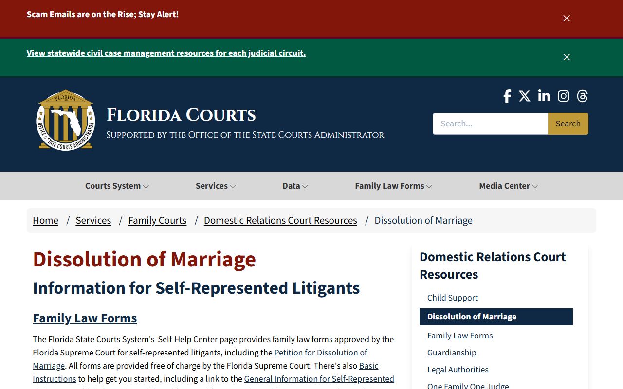 Florida Divorce Decree source screenshot